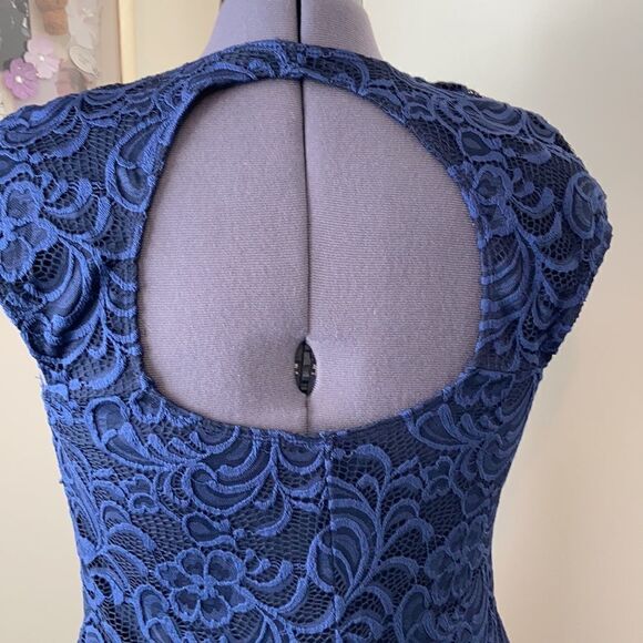 TIANA B. Lace Overlay Sapphire Sheath Dress 10 - Picture 5 of 8